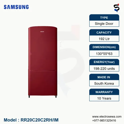 Samsung RR20C20C2RH/IM Single Door Refrigerator, 192Liters